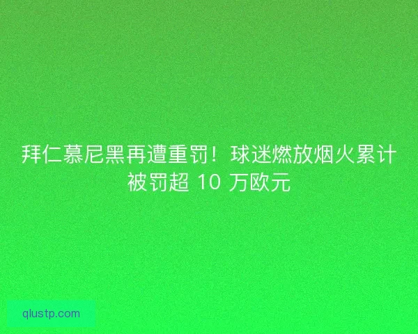 拜仁慕尼黑再遭重罚！球迷燃放烟火累计被罚超 10 万欧元